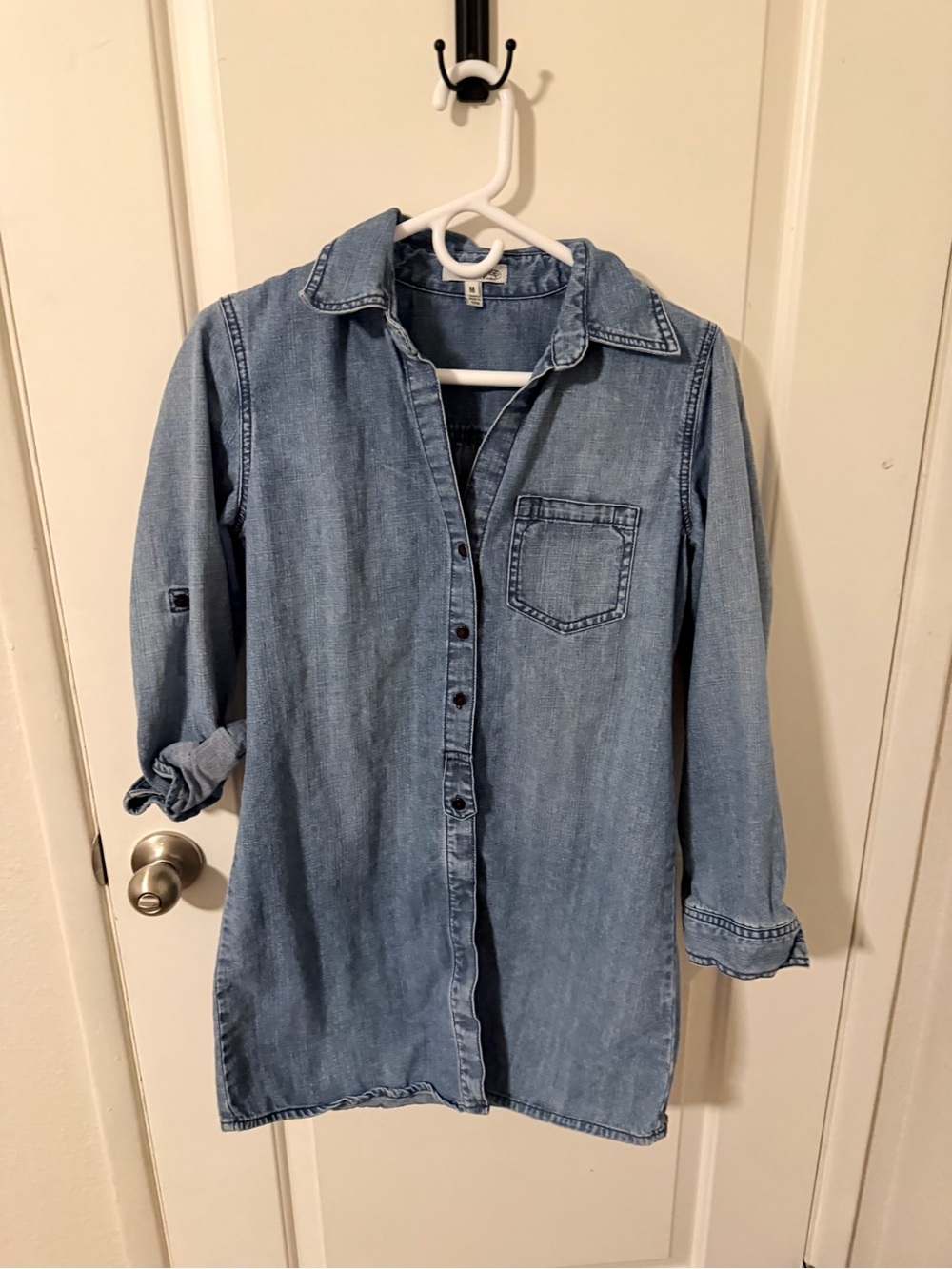 Joie Chambray Denim Button-Down Tunic Shirt M